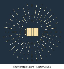 Beige Heating radiator icon isolated on blue background. Abstract circle random dots. Vector Illustration