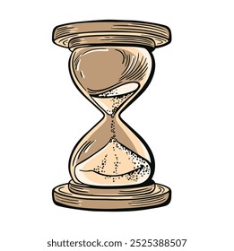 Beige hourglass symbol in retro style