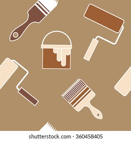 Beige house remodeling seamless pattern