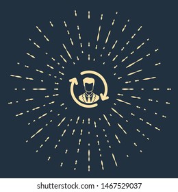 Beige Human resources icon isolated on dark blue background. Concept of human resources management, professional staff research, head hunter job. Abstract circle random dots. Vector Illustration