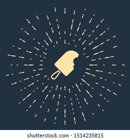 Beige Ice cream icon isolated on dark blue background. Sweet symbol. Abstract circle random dots. Vector Illustration