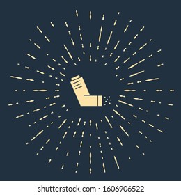 Beige Inhaler icon isolated on blue background. Breather for cough relief, inhalation, allergic patient. Medical allergy asthma inhaler spray. Abstract circle random dots. Vector Illustration