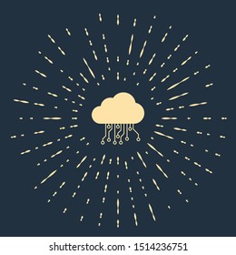 Beige Internet of things icon isolated on dark blue background. Cloud computing design concept. Digital network connection. Abstract circle random dots. Vector Illustration