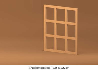 Beige isometric 3d grid wall geometric background for advertising showcase realistic vector illustration. Modern pastel brown vertical cell stand empty promo space decorative element for product sale