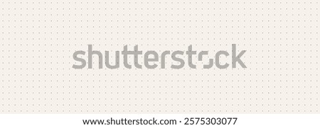 Beige journal planer page with dotted square grid. Simple square graph paper texture. Repeated school math sheet wallpaper. Retro bullet notebook pattern background. Note paper template. Vector