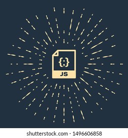 Beige JS file document. Download js button icon isolated on dark blue background. JS file symbol. Abstract circle random dots. Vector Illustration