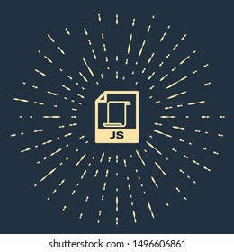 Beige JS file document. Download js button icon isolated on dark blue background. JS file symbol. Abstract circle random dots. Vector Illustration