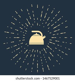 Beige Kettle with handle icon isolated on dark blue background. Teapot icon. Abstract circle random dots. Vector Illustration
