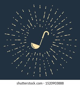 Beige Kitchen ladle icon isolated on dark blue background. Cooking utensil. Cutlery spoon sign. Abstract circle random dots. Vector Illustration