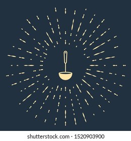 Beige Kitchen ladle icon isolated on dark blue background. Cooking utensil. Cutlery spoon sign. Abstract circle random dots. Vector Illustration