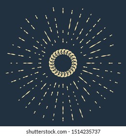 Beige Laurel wreath icon isolated on dark blue background. Triumph symbol. Abstract circle random dots. Vector Illustration
