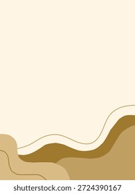 Beige layered wave border with organic curves. Neutral sand wavy layers bottom frame background. Abstract earth tone flowing layered shapes