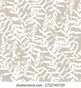Beige Leaf Prints Decorative seamless pattern. Repeating background. Tileable wallpaper print.