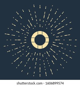 Beige Lifebuoy icon isolated on blue background. Lifebelt symbol. Abstract circle random dots. Vector Illustration