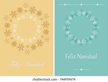 beige and light green vector greeting cards for christmas - feliz navidad