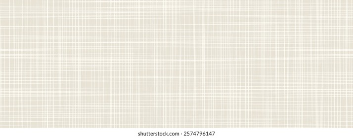 Beige linen seamless texture. Ecru canvas repeating background. Light cream sackcloth fabric material wallpaper. Rough hessian textile. Rustic woven burlap surface. Vector organic cotton backdrop