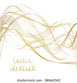 Beige Lines and Golden Waves. Vector Illustration