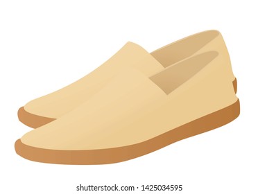 Beige loafer shoes. vector illustration
