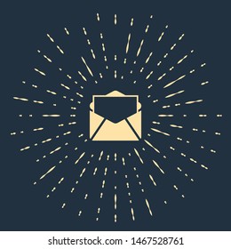 Beige Mail and e-mail icon isolated on dark blue background. Envelope symbol e-mail. Email message sign. Abstract circle random dots. Vector Illustration