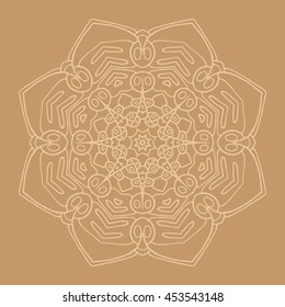 Beige mandala. Ethnic abstract decorative floral ornament. Hand drawn background. Islam, Arabic, Indian, turkish, pakistan, chinese, ottoman motifs. Background texture.