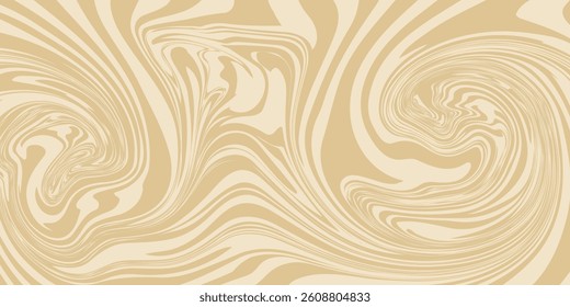 Beige marble acrylic swirl seamless pattern. Coffee latte, caramel, ice cream texture. 1970s trippy psychedelic waves print background.