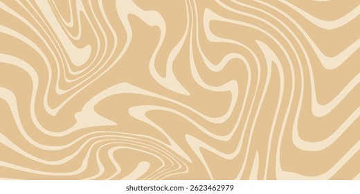 Bege mármore acrílico redemoinho sem emenda padrão. Café com leite, caramelo, textura de sorvete. Ondas psicodélicas trippy 1970 imprimir fundo.