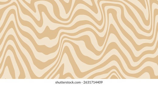 Bege mármore acrílico redemoinho sem emenda padrão. Café com leite, caramelo, textura de sorvete. Ondas psicodélicas trippy 1970 imprimir fundo.