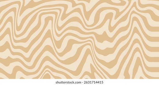 Bege mármore acrílico redemoinho sem emenda padrão. Café com leite, caramelo, textura de sorvete. Ondas psicodélicas trippy 1970 imprimir fundo.