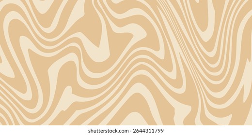 Bege mármore acrílico redemoinho sem emenda padrão. Café com leite, caramelo, textura de sorvete. Ondas psicodélicas trippy 1970 imprimir fundo.