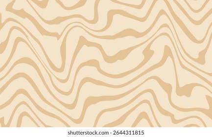 Beige marble acrylic swirl seamless pattern. Coffee latte, caramel, ice cream texture. 1970s trippy psychedelic waves print background eps 10.