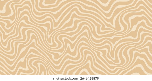 Bege mármore acrílico redemoinho sem emenda padrão. Café com leite, caramelo, textura de sorvete. Ondas psicodélicas trippy 1970 imprimir fundo.