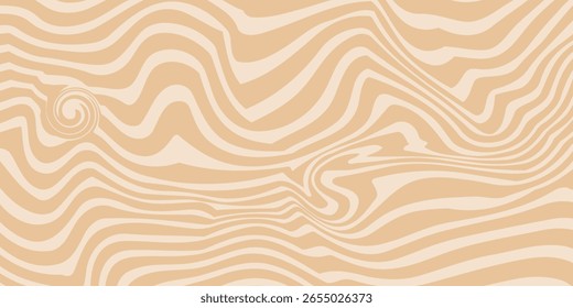 Bege mármore acrílico redemoinho sem emenda padrão. Café com leite, caramelo, textura de sorvete. Ondas psicodélicas trippy 1970 imprimir fundo. 
