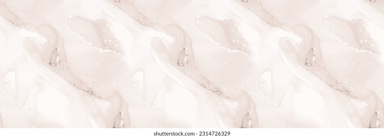 Beige Marble Pattern. White Rock Floor. Light Marble Watercolor. Beige Seamless Background. White Alcohol Ink Splash Paint. Light Water Color Background. Pale Vector Splash. Vector Seamless Template