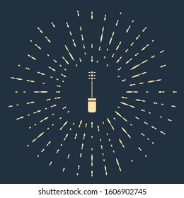 Beige Mascara brush icon isolated on blue background. Abstract circle random dots. Vector Illustration