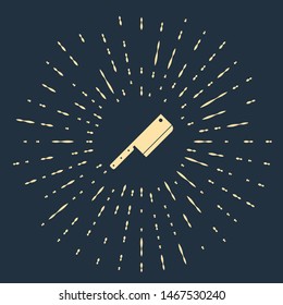 Beige Meat chopper icon isolated on dark blue background. Kitchen knife for meat. Butcher knife. Abstract circle random dots. Vector Illustration