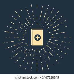 Beige Medical book icon isolated on dark blue background. Abstract circle random dots. Vector Illustration