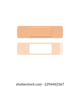 El yeso médico beige tira el estilo plano, ilustración vectorial aislada en el fondo blanco. Elemento de diseño, venda elástica para primeros auxilios médicos, cinta adhesiva