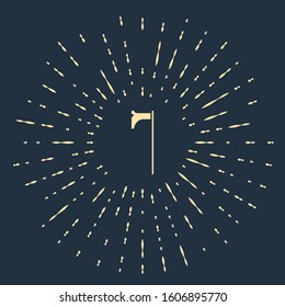 Beige Medieval axe icon isolated on blue background. Battle axe, executioner axe. Medieval weapon. Abstract circle random dots. Vector Illustration