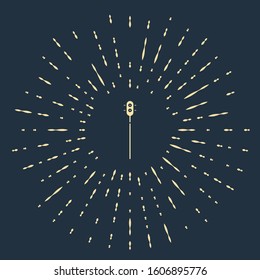 Beige Medieval chained mace ball icon isolated on blue background. Medieval weapon. Abstract circle random dots. Vector Illustration