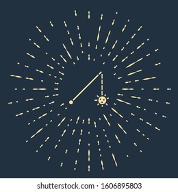 Beige Medieval chained mace ball icon isolated on blue background. Medieval weapon. Abstract circle random dots. Vector Illustration
