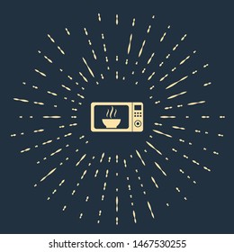 Beige Microwave oven icon isolated on dark blue background. Home appliances icon. Abstract circle random dots. Vector Illustration