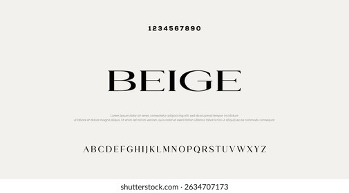 Beige minimal font creative classy alphabet. Typography minimalistic font . vector illustration