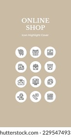 Beige Minimalist Business Online Shop Icon Highlight Cover Your Story Vector