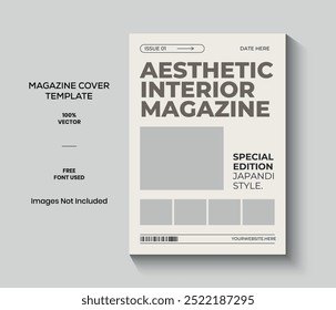 Beige Modern Japandi Interior Magazine Cover Template