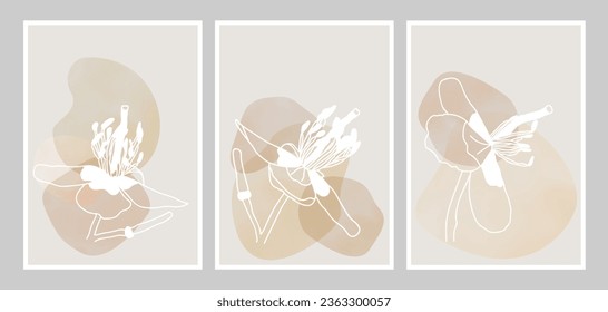 Beige Modern Style Floral Abstract Wall Art