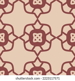 Beige monochrome seamless pattern with intricate organic pattern, vector illustration for textile design, simple geometric ornament