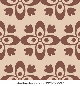 Beige monochrome seamless pattern with intricate organic pattern, simple geometric ornament