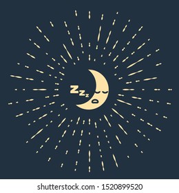 Beige Moon icon isolated on dark blue background. Cloudy night sign. Sleep dreams symbol. Night or bed time sign. Abstract circle random dots. Vector Illustration