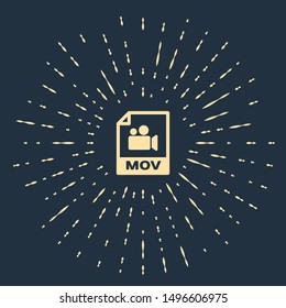Beige MOV file document. Download mov button icon isolated on dark blue background. MOV file symbol. Audio and video collection. Abstract circle random dots. Vector Illustration