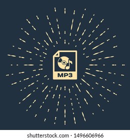 Beige MP3 file document. Download mp3 button icon isolated on dark blue background. Mp3 music format sign. MP3 file symbol. Abstract circle random dots. Vector Illustration